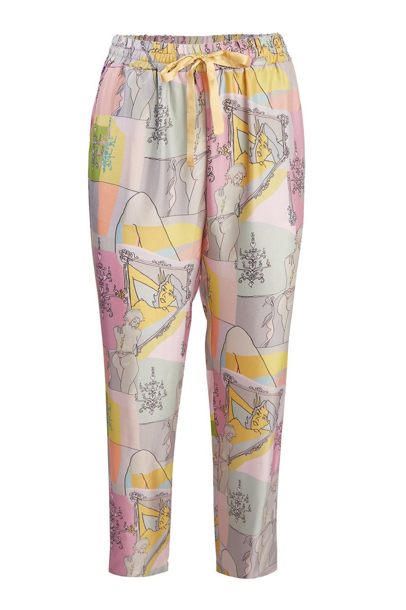 Sans Tabù Pantaloni lunghi in pura seta “Specchio delle mie brame” - Rose Vendita Calda