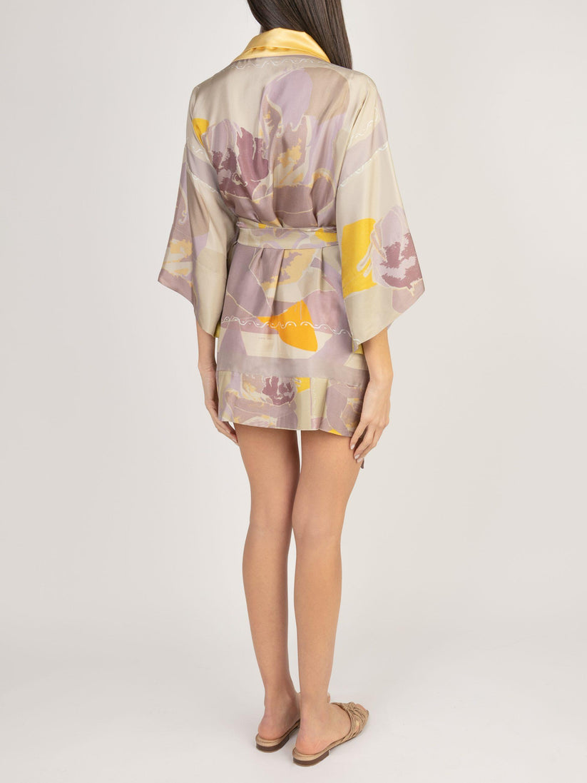 Sans Tabù Kimono corto in pura seta manica lunga "Pillow Talk" - Dawn In Saldo