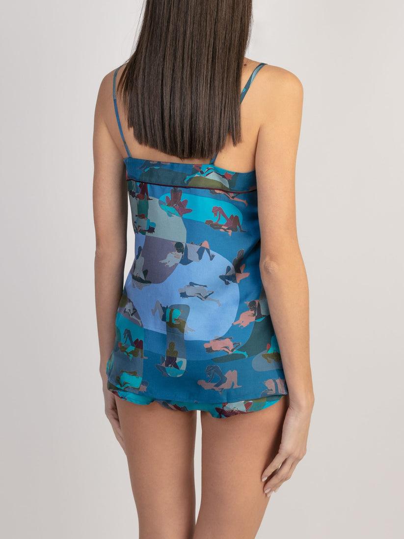 Sans Tabù Top spallino sottile pura seta “L'amore” - Midnight Fino Al -60%
