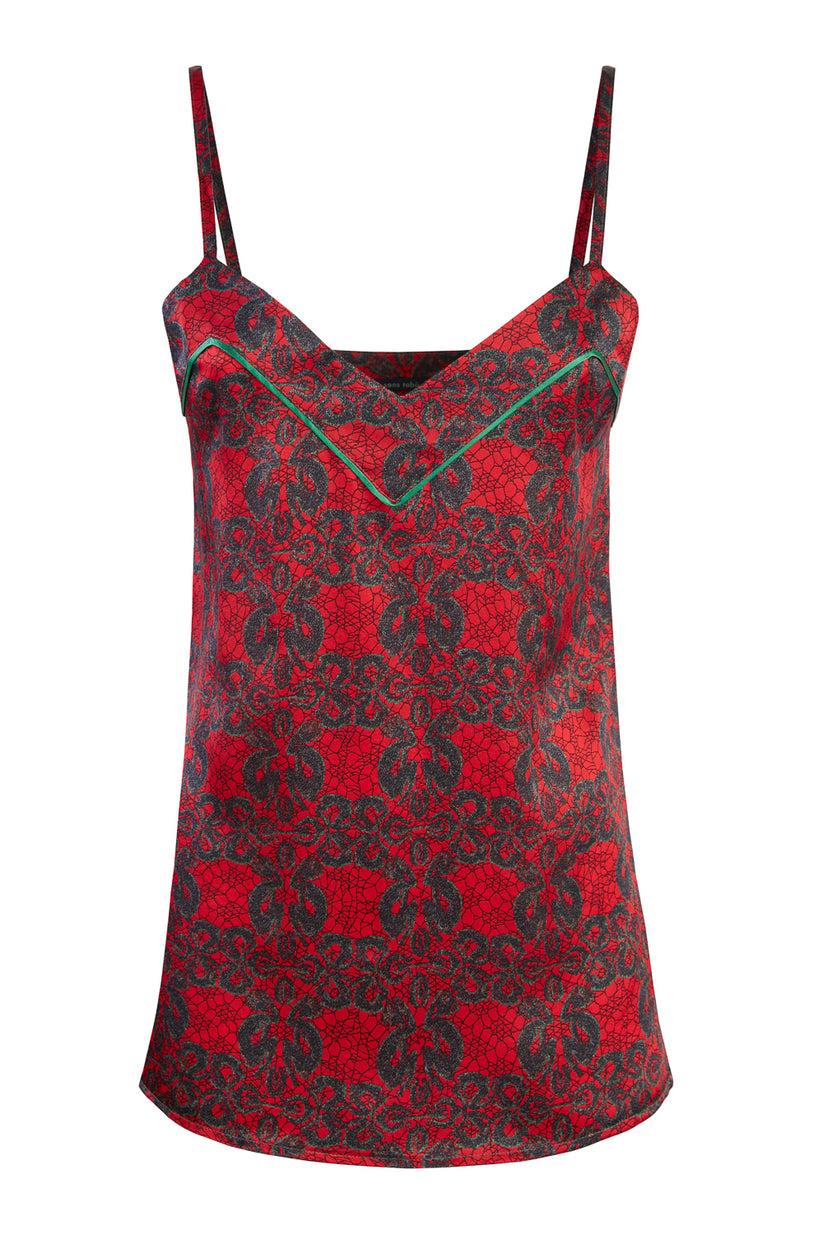 Sans Tabù Top spallino sottile pura seta “Enlace” - Lipstick Offerta