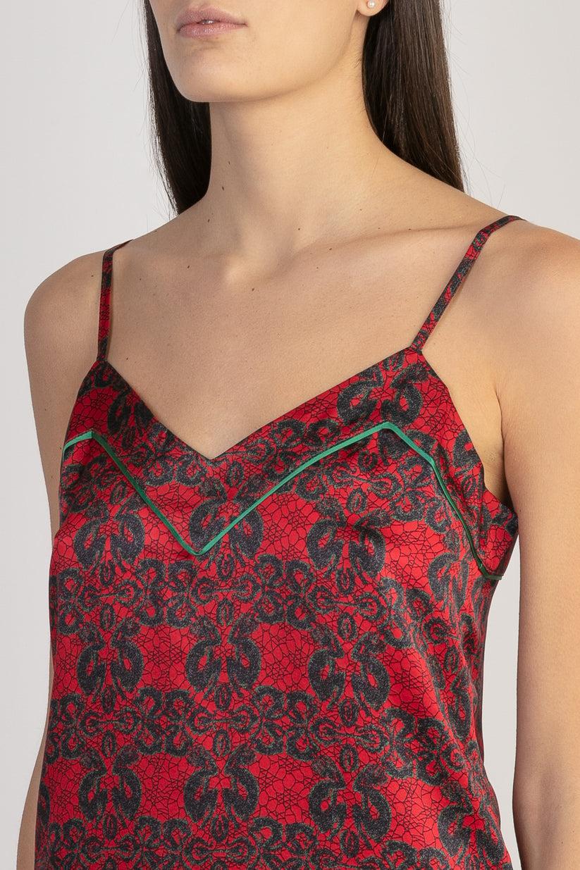 Sans Tabù Top spallino sottile pura seta “Enlace” - Lipstick Offerta