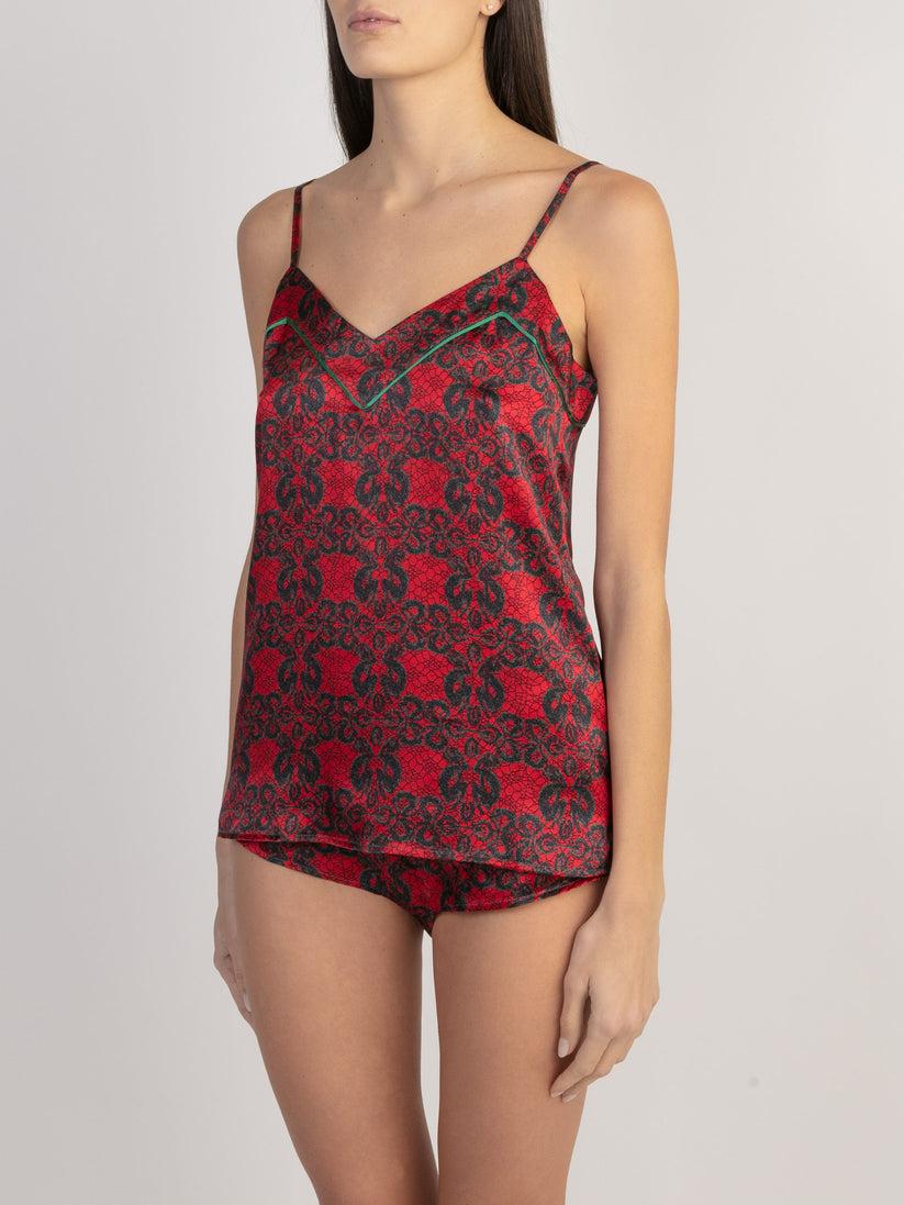 Sans Tabù Top spallino sottile pura seta “Enlace” - Lipstick Offerta