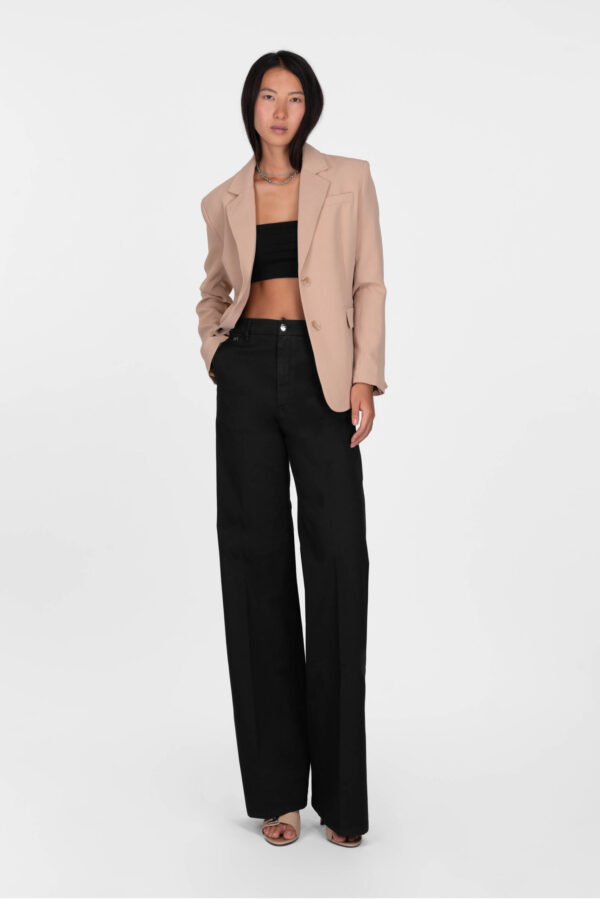 Sartoria Tramarossa PANTALONE AMELIA WIDE LEG IN GABARDINA DI COTONE NERO