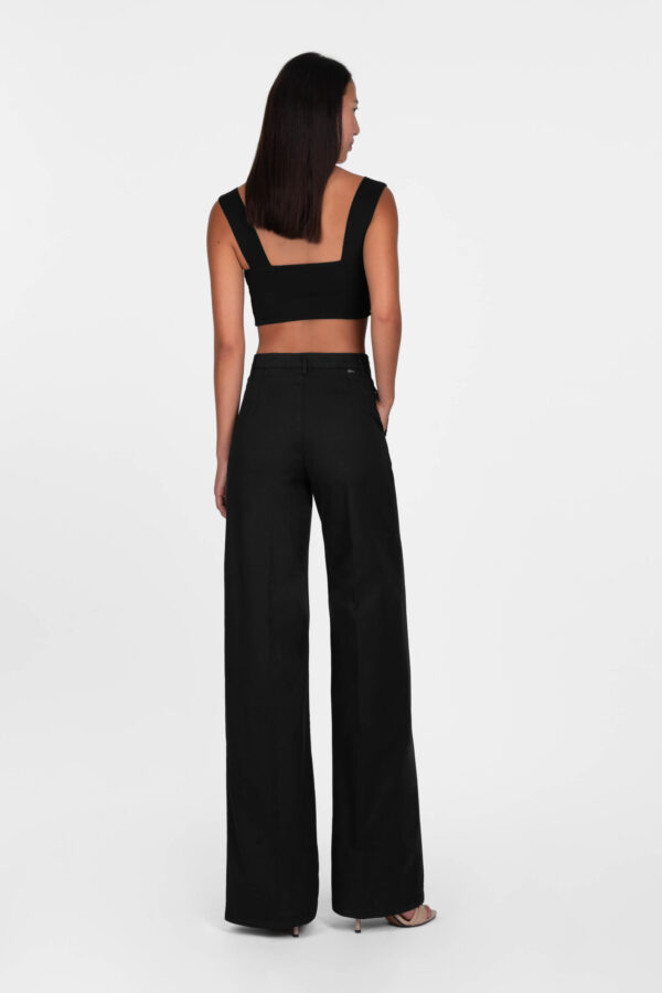 Sartoria Tramarossa PANTALONE AMELIA WIDE LEG IN GABARDINA DI COTONE NERO Offerta