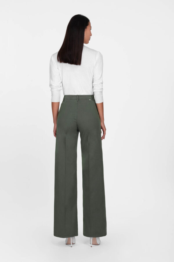 Sartoria Tramarossa PANTALONE AMELIA WIDE LEG IN GABARDINA DI COTONE VERDE Economico