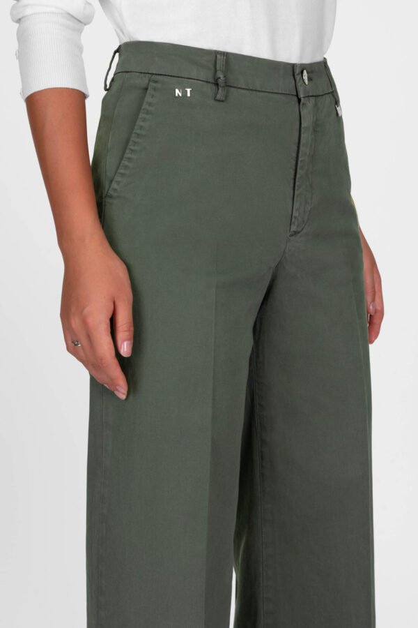 Sartoria Tramarossa PANTALONE AMELIA WIDE LEG IN GABARDINA DI COTONE VERDE Economico