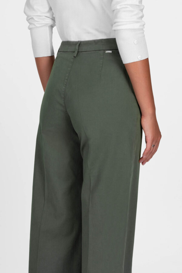Sartoria Tramarossa PANTALONE AMELIA WIDE LEG IN GABARDINA DI COTONE VERDE Economico