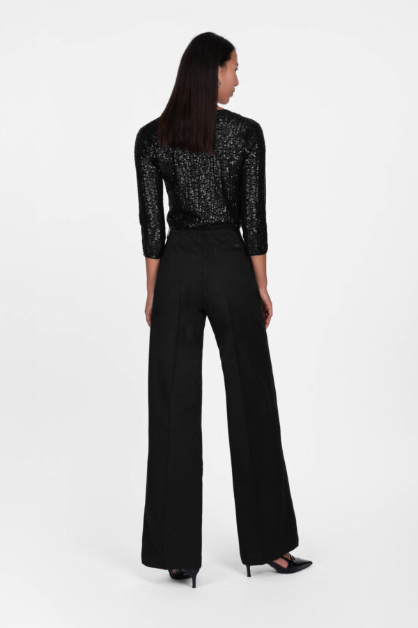 Sartoria Tramarossa PANTALONE AURELIA WIDE LEG IN GABARDINA DI COTONE NERO Online