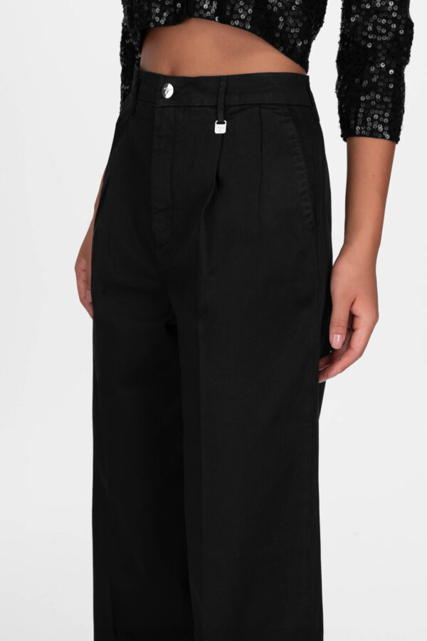Sartoria Tramarossa PANTALONE AURELIA WIDE LEG IN GABARDINA DI COTONE NERO Online