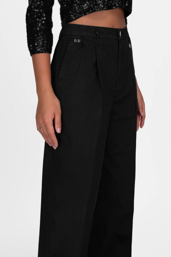Sartoria Tramarossa PANTALONE AURELIA WIDE LEG IN GABARDINA DI COTONE NERO Online