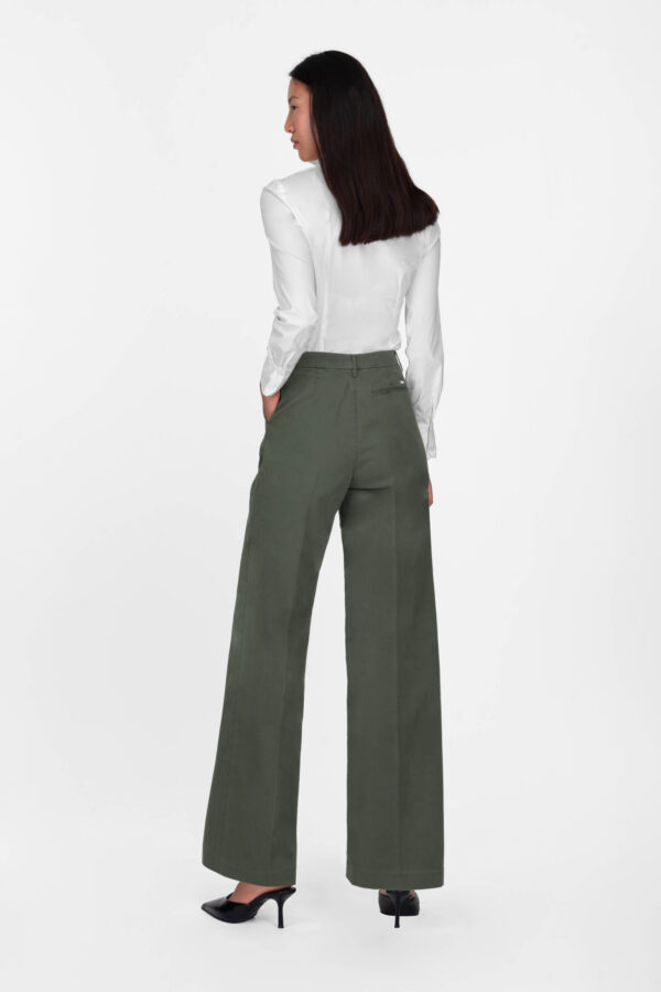 Sartoria Tramarossa PANTALONE AURELIA WIDE LEG IN GABARDINA DI COTONE VERDE Outlet