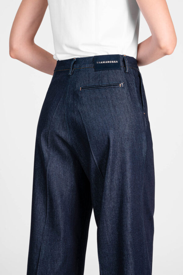 Sartoria Tramarossa PANTALONE AURELIA WIDE LEG IN GABARDINA DI COTONE BLU SCURO Saldi