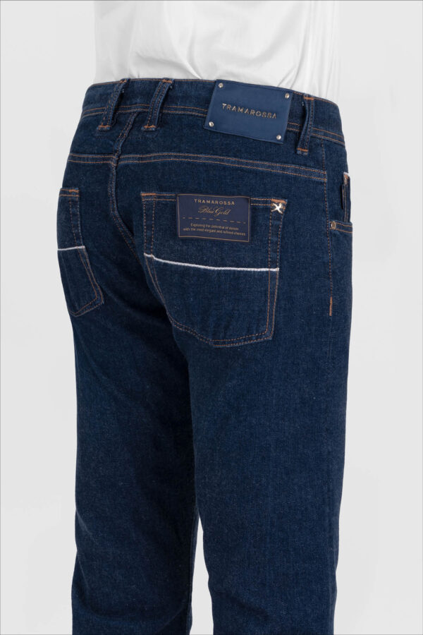 Sartoria Tramarossa JEANS LEONARDO BUTTONS REGULAR BLUE GOLD IN DENIM BLU SCURO Vendite Flash