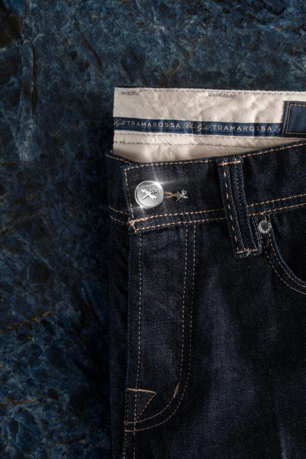 Sartoria Tramarossa JEANS LEONARDO BUTTONS REGULAR IN DENIM ARGENTO 925 BLU SCURO Moda