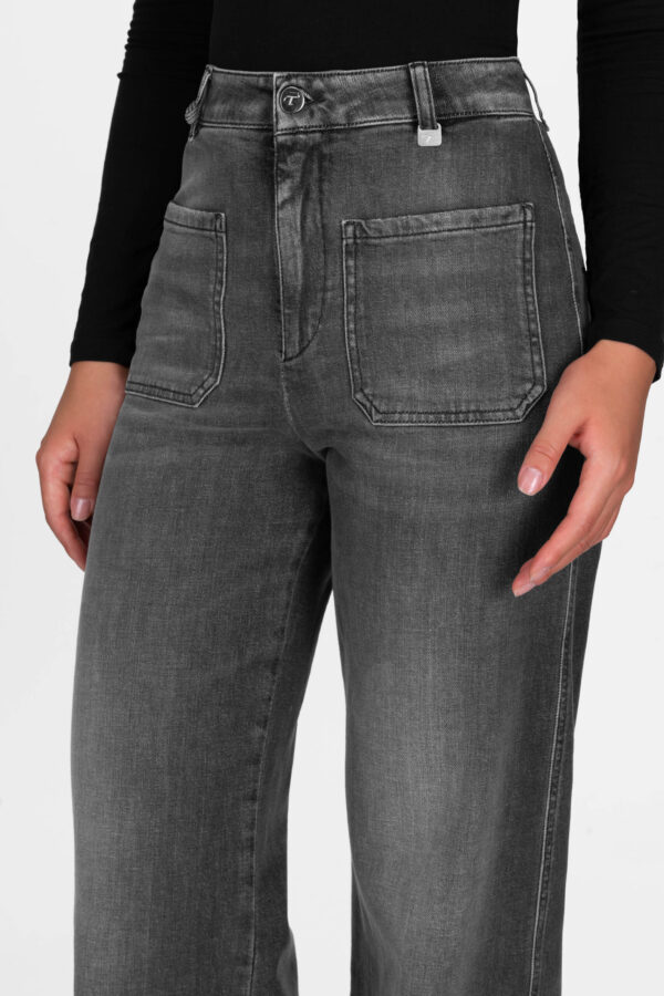 Sartoria Tramarossa JEANS VIRGINIA WIDE LEG IN DENIM NERO Sconto
