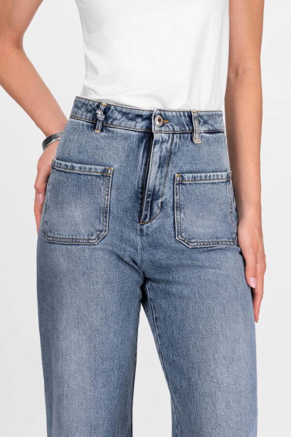 Sartoria Tramarossa JEANS VIRGINIA WIDE LEG IN DENIM BLU CHIARO In Vendita