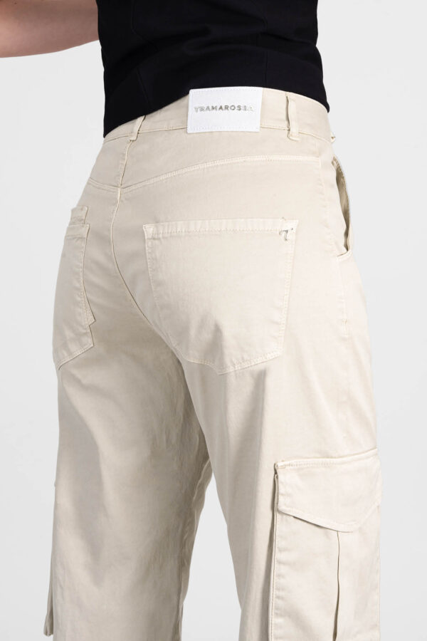 Sartoria Tramarossa PANTALONE LUCIA MUM IN GABARDINA DI COTONE BEIGE Vendita Calda