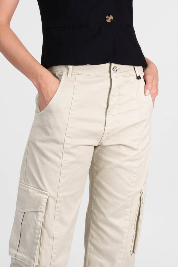 Sartoria Tramarossa PANTALONE LUCIA MUM IN GABARDINA DI COTONE BEIGE Vendita Calda