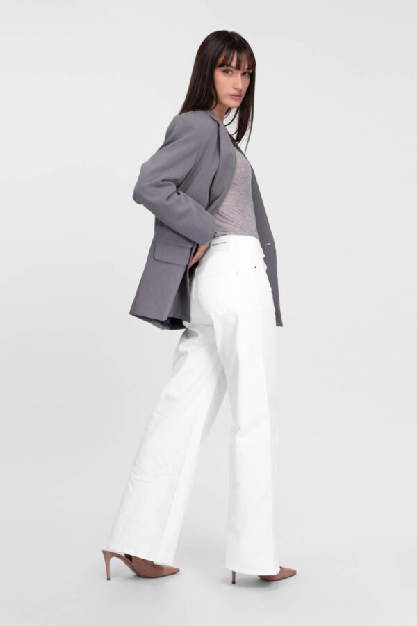Sartoria Tramarossa JEANS MONICA WIDE WIDE LEG IN BULL DI COTONE BIANCO In Linea