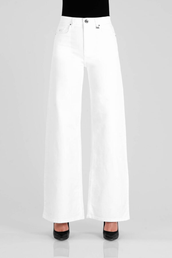 Sartoria Tramarossa JEANS MONICA WIDE WIDE LEG IN BULL DI COTONE BIANCO In Linea
