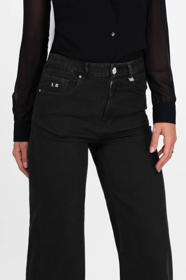Sartoria Tramarossa JEANS MONICA WIDE WIDE LEG IN DENIM NERO Nuovo