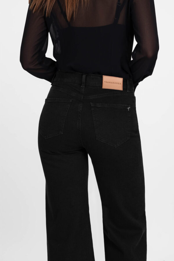 Sartoria Tramarossa JEANS MONICA WIDE WIDE LEG IN DENIM NERO Nuovo