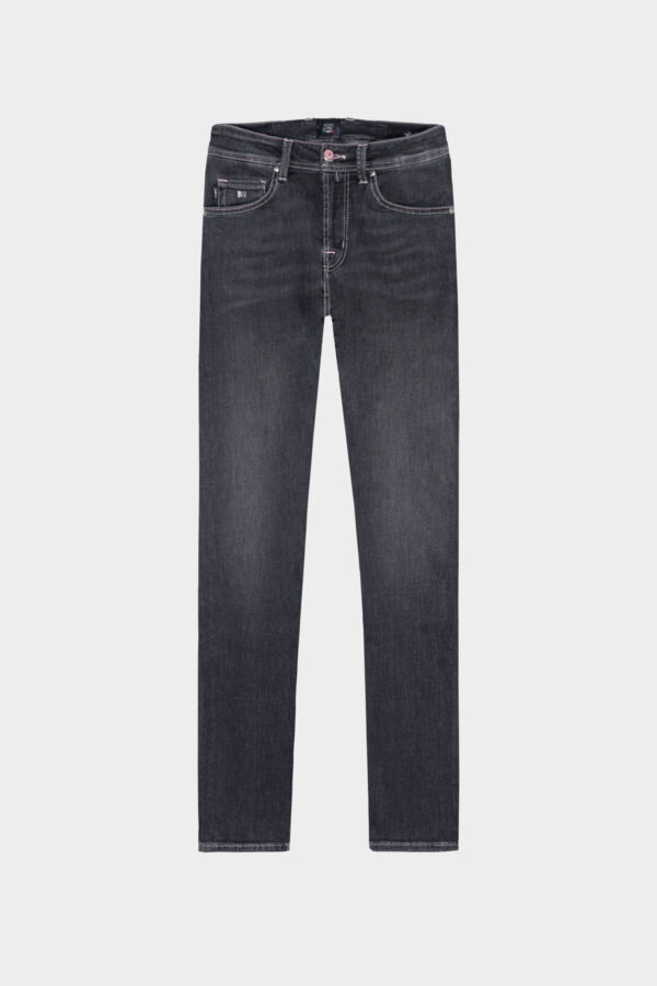 Sartoria Tramarossa JEANS LEONARDO ZIP SS SLIM IN DENIM STRETCH GRIGIO