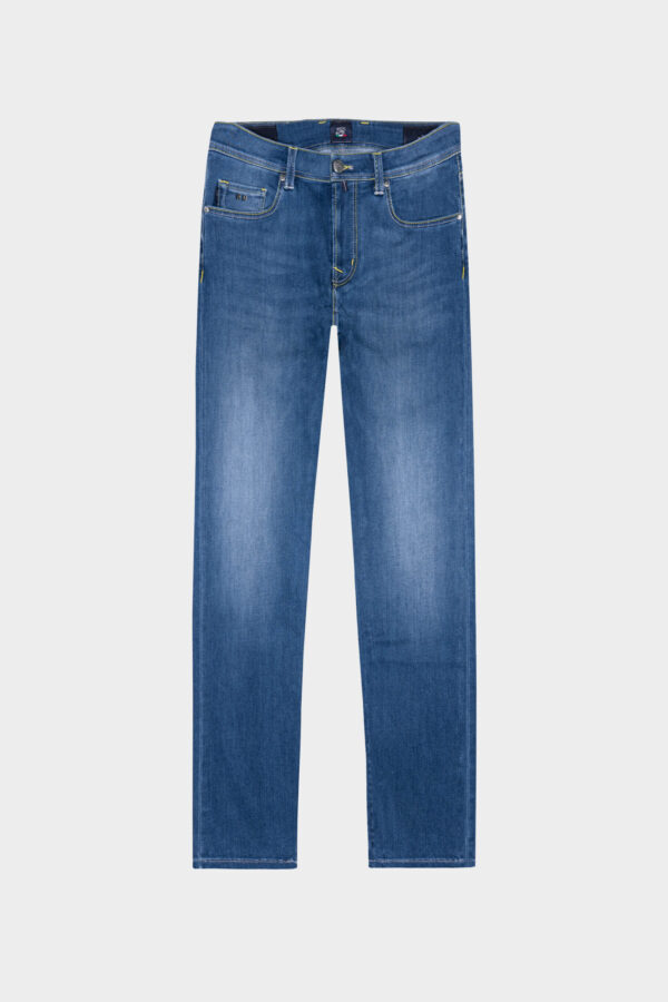 Sartoria Tramarossa MICHELANGELO ZIP SS SLIM MEDIUM BLUE STRETCH DENIM JEANS