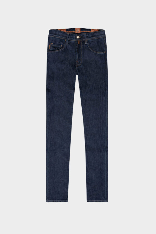 Sartoria Tramarossa JEANS LEONARDO ZIP REGULAR IN DENIM SETA BLU MEDIO