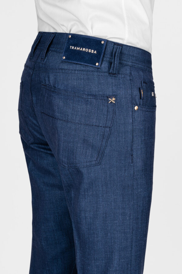 Sartoria Tramarossa PANTALONE MICHELANGELO ZIP REGULAR IN LANA LORO PIANA BLU MEDIO Presa