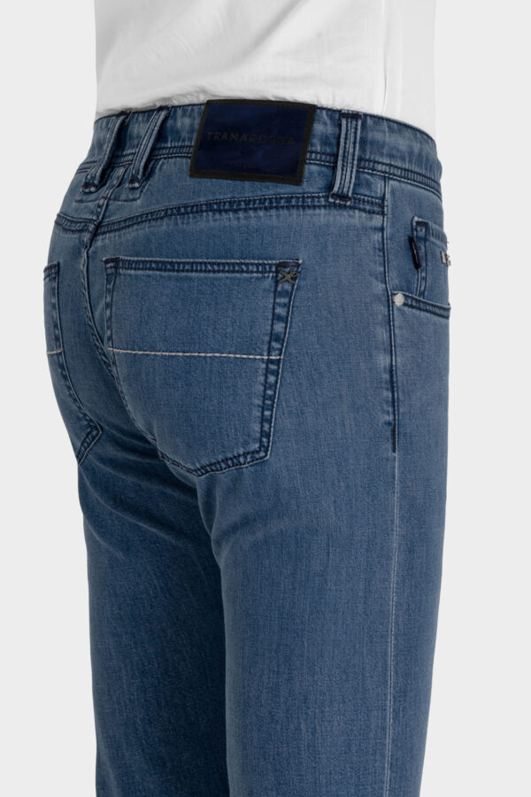Sartoria Tramarossa JEANS MICHELANGELO ZIP REGULAR IN DENIM SETA BLU MEDIO Offerta