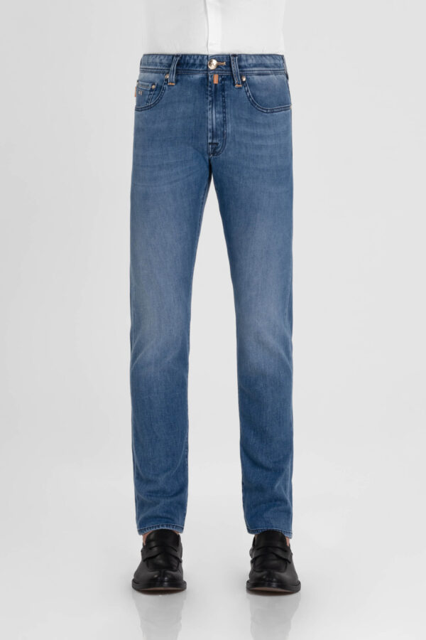 Sartoria Tramarossa JEANS MICHELANGELO ZIP REGULAR IN DENIM SETA BLU MEDIO Online