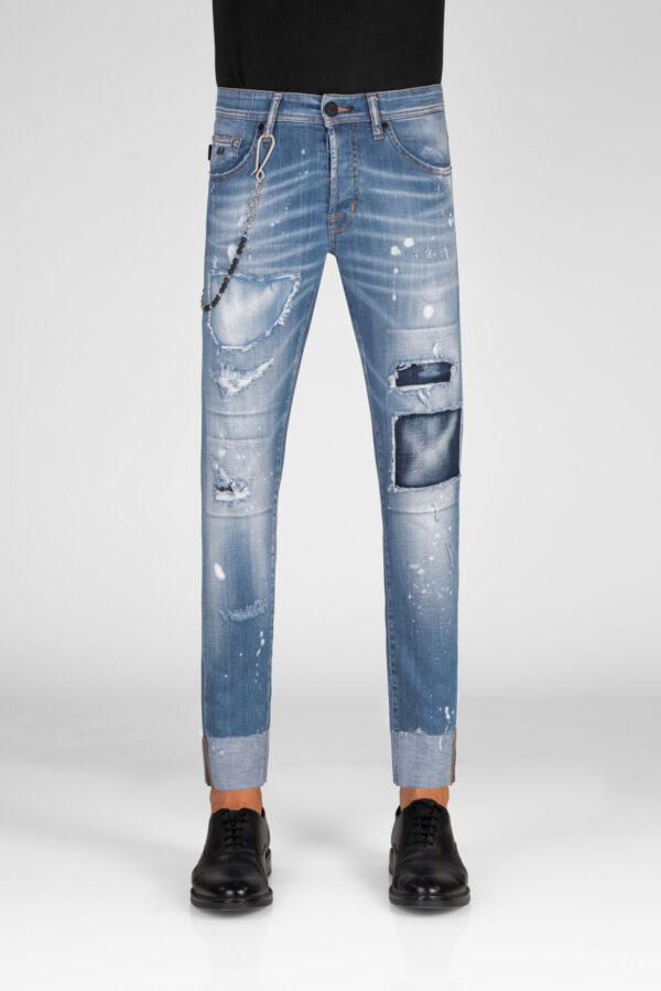 Sartoria Tramarossa JEANS 1980 SLIM IN DENIM STRETCH BLU MEDIO In Vendita