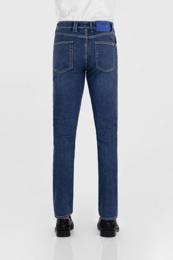 Sartoria Tramarossa JEANS LEONARDO ZIP SS SLIM IN DENIM CON STAMPA INTERNA BLU SCURO Offerte