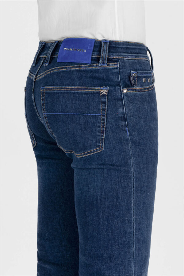 Sartoria Tramarossa JEANS LEONARDO ZIP SS SLIM IN DENIM CON STAMPA INTERNA BLU SCURO Offerte