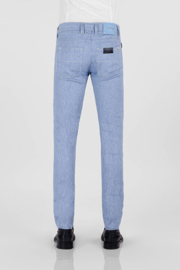 Sartoria Tramarossa PANTALONE LEONARDO BUTTONS REGULAR IN LINO BLU CHIARO Vendita Economica
