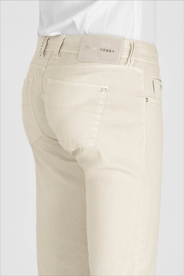 Sartoria Tramarossa JEANS MICHELANGELO REGULAR IN DENIM LINO BEIGE Saldi Di Fabbrica