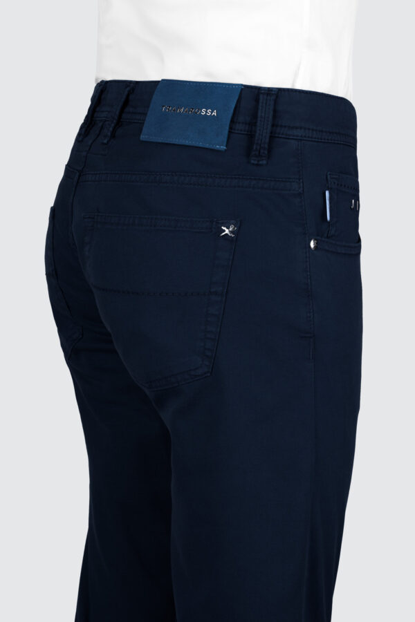 Sartoria Tramarossa PANTALONE LEONARDO BUTTONS REGULAR IN BULL DI COTONE BLU SCURO Vendite Flash