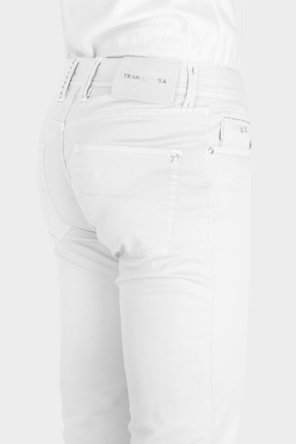 Sartoria Tramarossa PANTALONE LEONARDO BUTTONS REGULAR IN BULL DI COTONE WHITE In Saldo