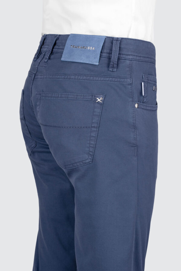 Sartoria Tramarossa PANTALONE LEONARDO BUTTONS REGULAR IN GABARDINA LEGGERA DI COTONE STRETCH BLU MEDIO Nuova