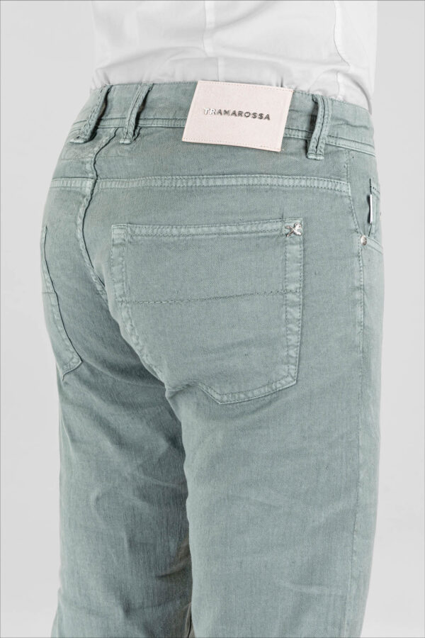 Sartoria Tramarossa PANTALONE LEONARDO BUTTONS REGULAR IN LINO VERDE Grande vendita