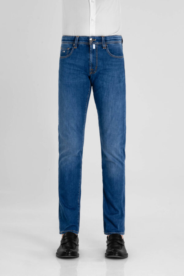 Sartoria Tramarossa JEANS MICHELANGELO ZIP REGULAR IN DENIM LEGGERO BLU MEDIO Offerta Giorno del Papà