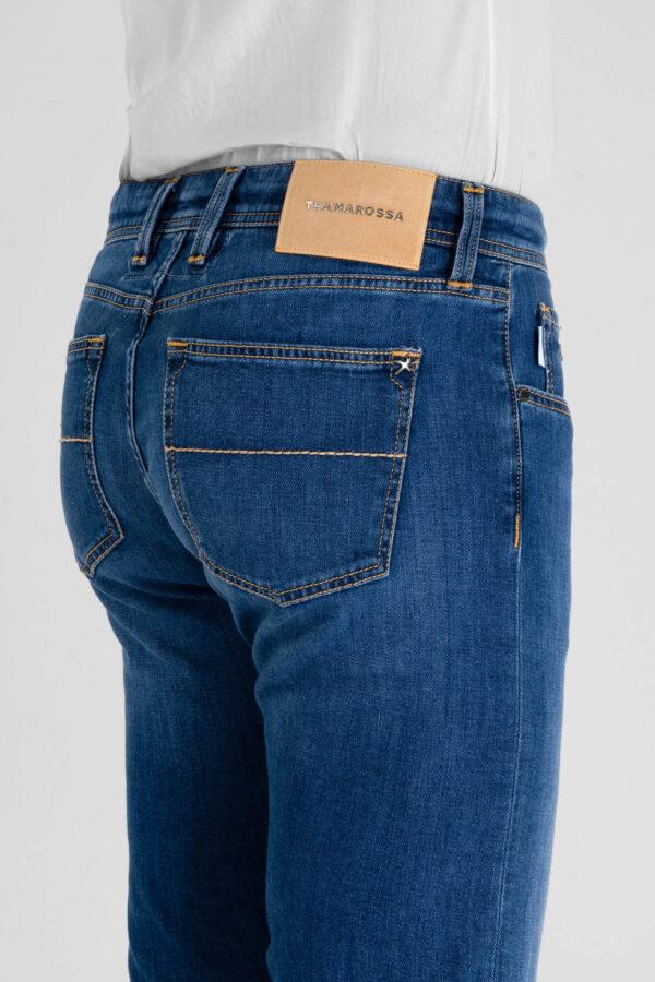 Sartoria Tramarossa JEANS MICHELANGELO ZIP REGULAR IN DENIM LEGGERO BLU MEDIO Offerta Giorno del Papà
