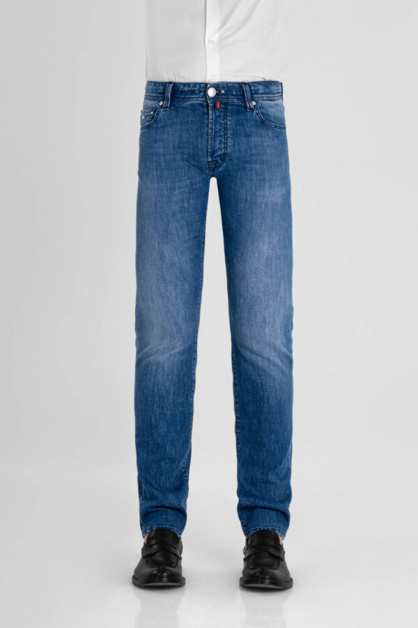 Sartoria Tramarossa JEANS MICHELANGELO ZIP REGULAR IN DENIM BLU MEDIO Acquista Ora