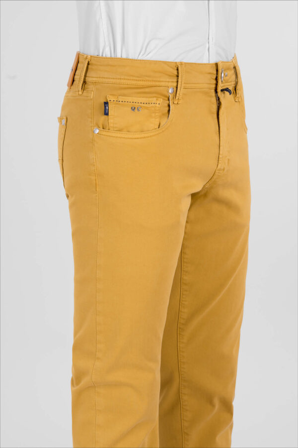 Sartoria Tramarossa PANTALONE LEONARDO ZIP SS SLIM IN GABARDINA DI COTONE STRETCH GIALLO Consegna Veloce