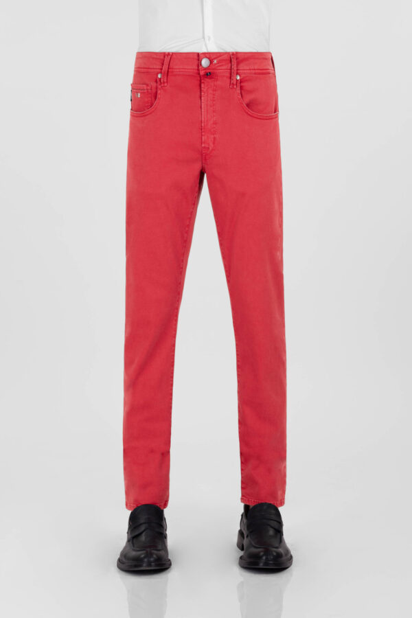 Sartoria Tramarossa PANTALONE LEONARDO ZIP SS SLIM IN GABARDINA DI COTONE STRETCH ROSSO Promozione Limitata
