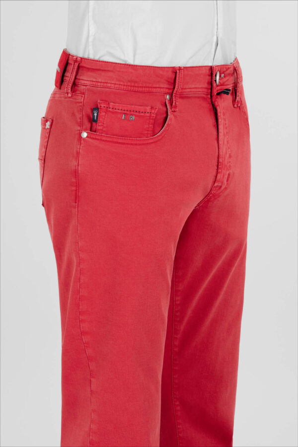Sartoria Tramarossa PANTALONE LEONARDO ZIP SS SLIM IN GABARDINA DI COTONE STRETCH ROSSO Promozione Limitata
