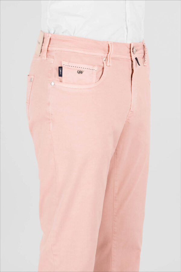 Sartoria Tramarossa PANTALONE LEONARDO ZIP SS SLIM IN GABARDINA DI COTONE STRETCH ROSA Fino Al -60%