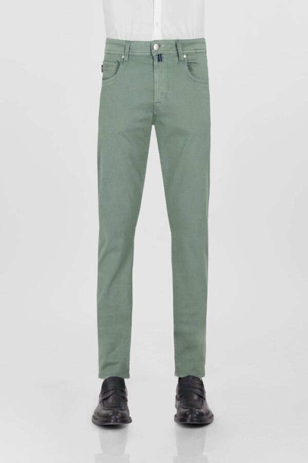 Sartoria Tramarossa PANTALONE LEONARDO ZIP SS SLIM IN GABARDINA DI COTONE STRETCH VERDE Shopping Online