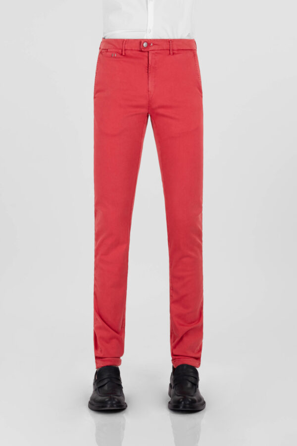 Sartoria Tramarossa PANTALONE LUIS SLIM IN GABARDINA LEGGERA DI COTONE STRETCH ROSSO Lightning offer